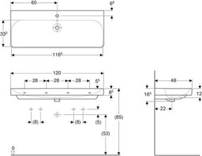 Geberit 500.226.01.1 - Lavoar suspendat Smyle Square 120x48 cm, ceramică, albă