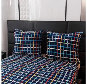 Lenjerie de pat microfleece GRID albastru inchis Dimensiunile lenjeriei: 2 buc 70 x 90 cm | 200 x 220 cm