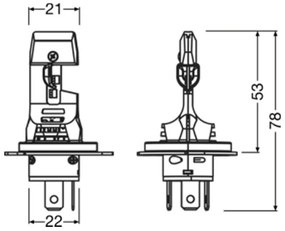 Set de 2 becuri LED auto NIGHT BREAKER SPEED H4 (P43t) / 14 W / 12 V / 6000 K - Osram