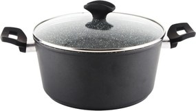 Oala cu capac sticla Zilan ZLN3321, Diametru 24 cm, Inaltime 12 cm, Material aluminiu, Interior granit, Compatibil inductie