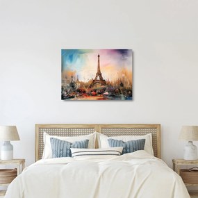 Tablou pe sticlă - Pictură a Turnului Eiffel (70x50 cm)
