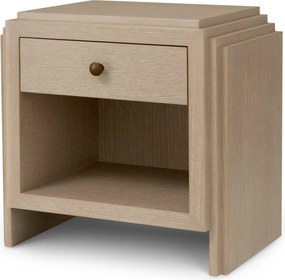 Noptiera LUX Furnir Stejar Albit, ArtDeco