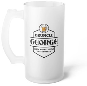 Halba de Bere Personalizata cu Mesaj "DRUNCLE" , 500 ml, transparenta, mata