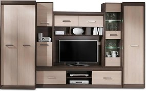 Mobilier living apartament KORINA, stejar deschis/stejar inchis, PAL m
