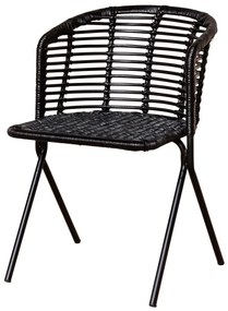 Scaun dining, negru, din rattan, Panama