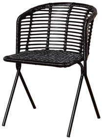 Scaun dining, negru, din rattan, Panama