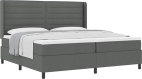 vidaXL Pat cu arcuri cu saltea Gri închis 200 x 200 cm țesătură