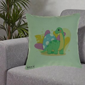 Perna Personalizata Dinozaur cu Ou Pastelat, 40x40 cm, Verde, Husa Detasabila, Perna Inclusa, BEKZ®