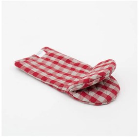 Mănușă de bucătărie din in Red Gingham – Linen Tales