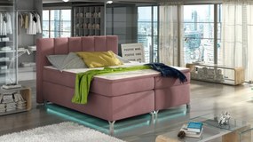 Pat tapitat boxspring, cu spatiu pentru depozitare, echipat cu LED, 160X200 cm, Basilio 2, Eltap (Culoare: Verde Fistic)