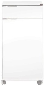 Corp Mobil Adore Diamond, cu usa, sertar si rotile, Alb, 50 x 100 x 40 cm