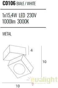 Aplica perete sau tavan cu spot LED directionabil ARTU alb C0106 MX
