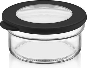 Recipient C-00266, transparent/negru, plastic, 10x10x5 cm