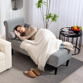 HOMCOM Canapea Chaise Longue cu tapițerie cu efect de catifea, gri | Aosom Romania