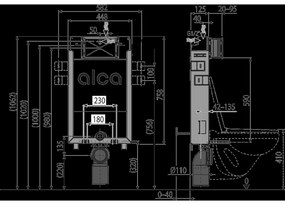 Rezervor pentru wc incastrat cu suport Alcaplast, Renovmodul