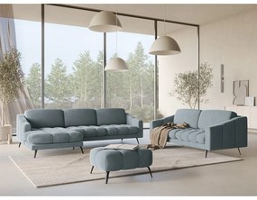 Colțar albastru deschis cu tapițerie din catifea (cu colț pe partea stângă) Nalu – Makamii