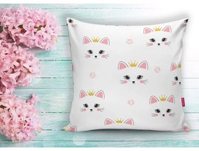 Față de pernă pentru copii 43x43 cm White Pink Cat – Mila Home