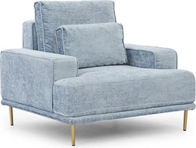 Fotoliu relaxare Livani pentru living - chenille albastru Miu 2051 / picioare aurii