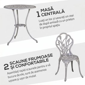 Outsunny Set de Gradina 3 Piese din Aluminiu cu 2 Scaune