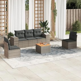 3257719 vidaXL Set mobilier grădină cu perne, 6 piese, gri, poliratan