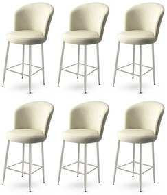 Set de scaune de bar Alte Cream and Chrome, 6 buc., 6 buc.
