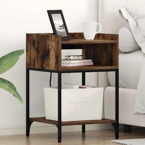 vidaXL Noptiere 2 pcs Stejar afumat 40 x 40 x 61 cm Lemn compozit