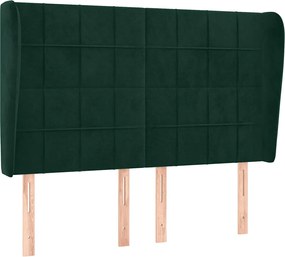 vidaXL Tăblie pat cu aripioare verde închis 147x23x118/128 cm catifea