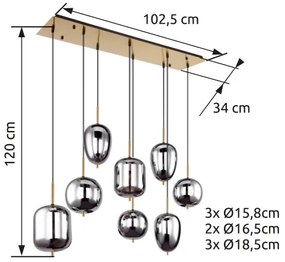 Lustră pe cablu Globo 15345-8MM BLACKY I 8xE14/40W/230V