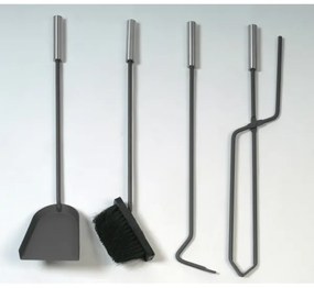 Set de ustensile de șemineu și coș cu mâner pentru lemne 6 buc. antracit