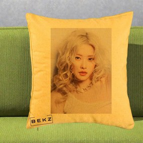 Perna Personalizata K-pop BLACKPINK Rose, 40x40 cm, Galben, Husa Detasabila, Perna Inclusa, BEKZ®