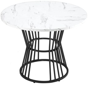 Masă rotundă modernă pentru dining, Alb+Negru | Aosom Romania