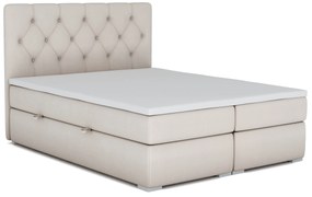 Pat matrimonial Boxspring 140 cm Ronda (crem) (cu sp. depozitare). 1020371