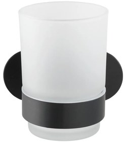 Pahar din sticlă mată pentru periuțe de dinți Orea Black - Wenko
