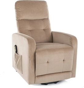 Fotoliu rabatabil OTUS II, stofa catifelata bej - Bluvel 28, 66x92/144