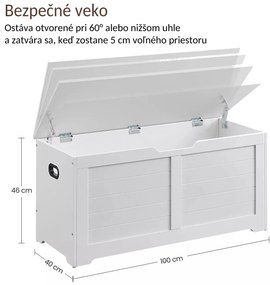 Vasagle Ladă pentru șezut TANJA, 100x40x46cm, albă