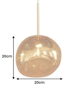 Lustra, Pendul modern cu glob sticla aurie LIQUID DIAMOND 20cm