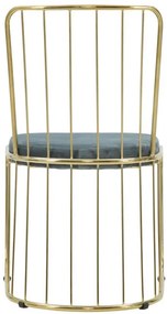 Set 2 scaune dining aurii din metal si catifea, 56 x 47 x 82 cm, Cage Mauro Ferreti