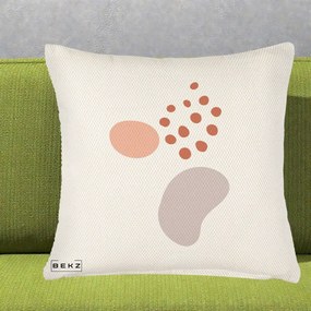Perna Decorativa Abstract Forme Organice Pastel, 40x40 cm, Crem Reliefat, Husa Detasabila, Perna Inclusa, BEKZ®
