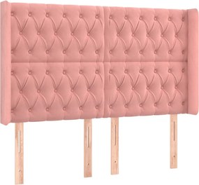 vidaXL Tăblie de pat cu aripioare, roz, 163x16x118/128 cm, catifea