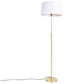 Lampă de podea aurie/din alamă cu abajur din in alb 45 cm - Parte