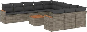 vidaXL Set canapea de grădină cu perne, 12 piese, gri, poliratan