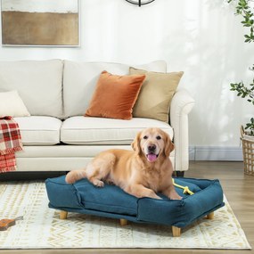 PawHut Canapea pentru Câini până la 30 kg cu Pernă Detașabilă, 96x66x24 cm, Albastru | Aosom Romania