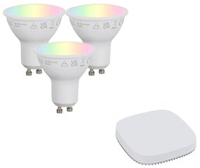 Set de becuri LED inteligente GU10 reglabile 4.7W 400 lm 2700K-6500K inclusiv Hub inteligent Zigbee