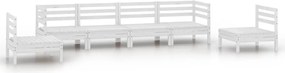 vidaXL Set mobilier de grădină, 6 piese, alb, lemn masiv de pin