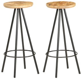 vidaXL Scaune de bar, 2 buc., lemn de mango nefinisat