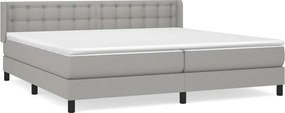 vidaXL Pat box spring cu saltea, gri deschis, 200x200 cm, textil
