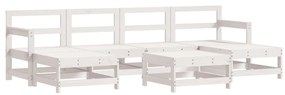 3186369 vidaXL Set mobilier de grădină, 7 piese, alb, lemn masiv de pin