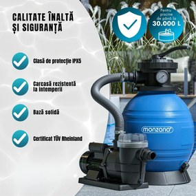 Sistem de filtrare cu nisip pentru piscină AQUA 9 600 l/h, albastru Monzana