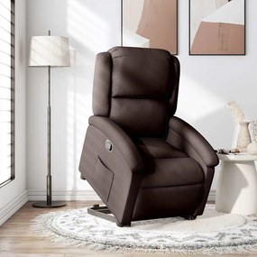 vidaXL Fotoliu rabatabil cu ridicare pe verticală, maro închis, textil