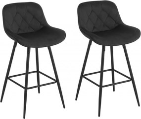 SCB202 - Set 2x Scaune Bar Negre / Gri - Catifea